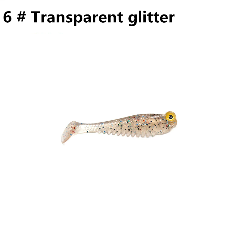 5pcs/bag 5cm Luminescence Soft Lure Realistic T Tail Fish Imitation Bait for Fishing Tackle Gear Night Fishing Sea River