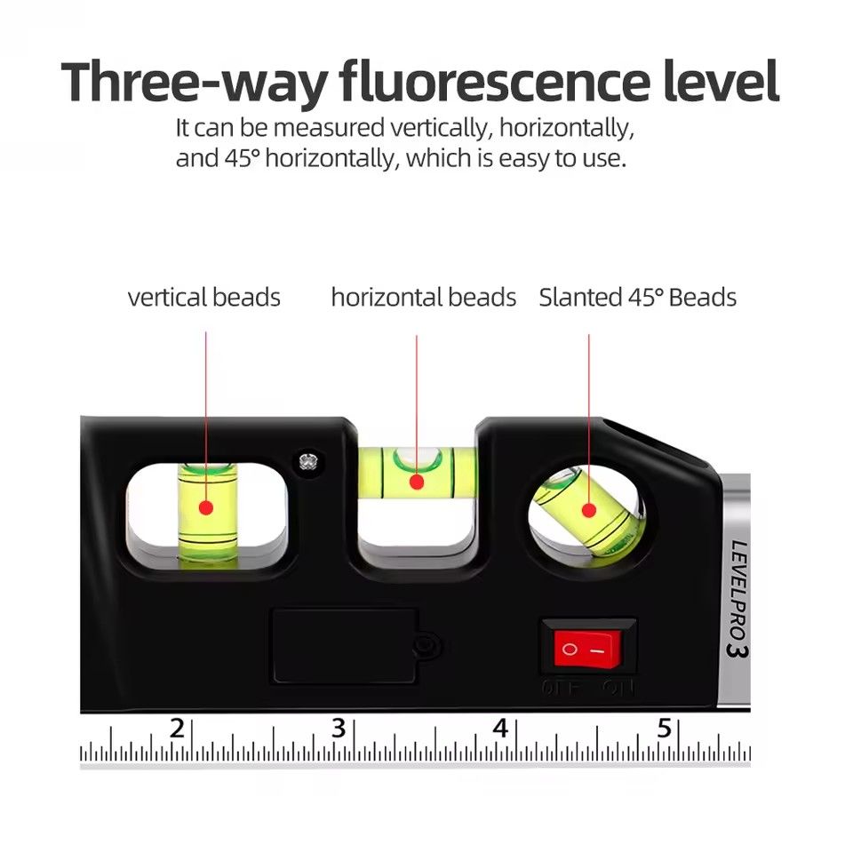 Multifunctional Infrared Laser Levels With 8FT 2.5M Standard Measure Tape Cross Line Lasers Renovation and Construction Tools