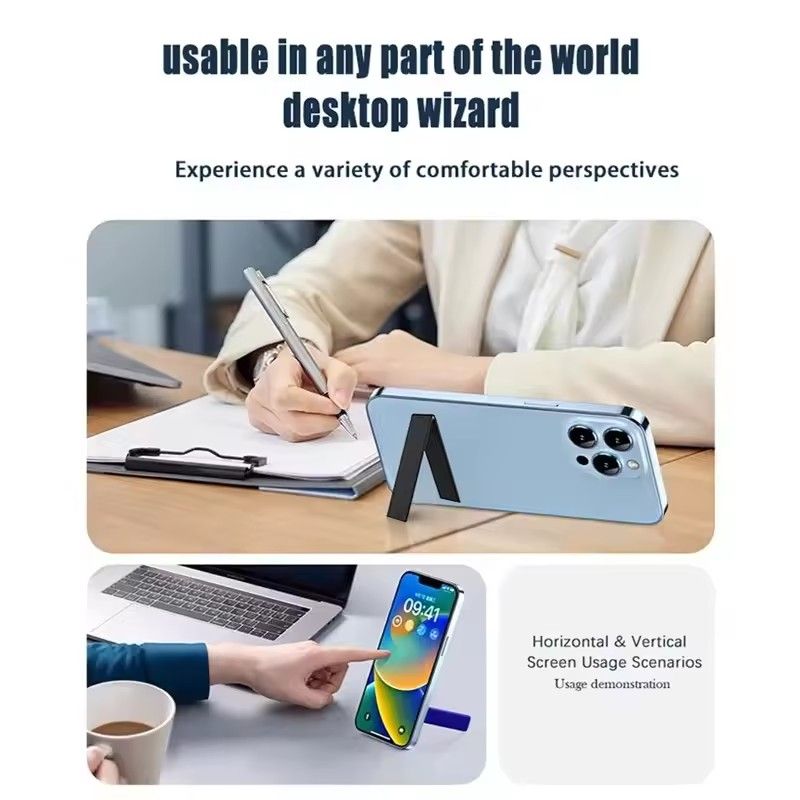 1PC Ultra-Thin Metal Folding Phone Holder Alloy Invisible Back Stick Phone Desktop Holder Portable Mobile Support Phone Stand