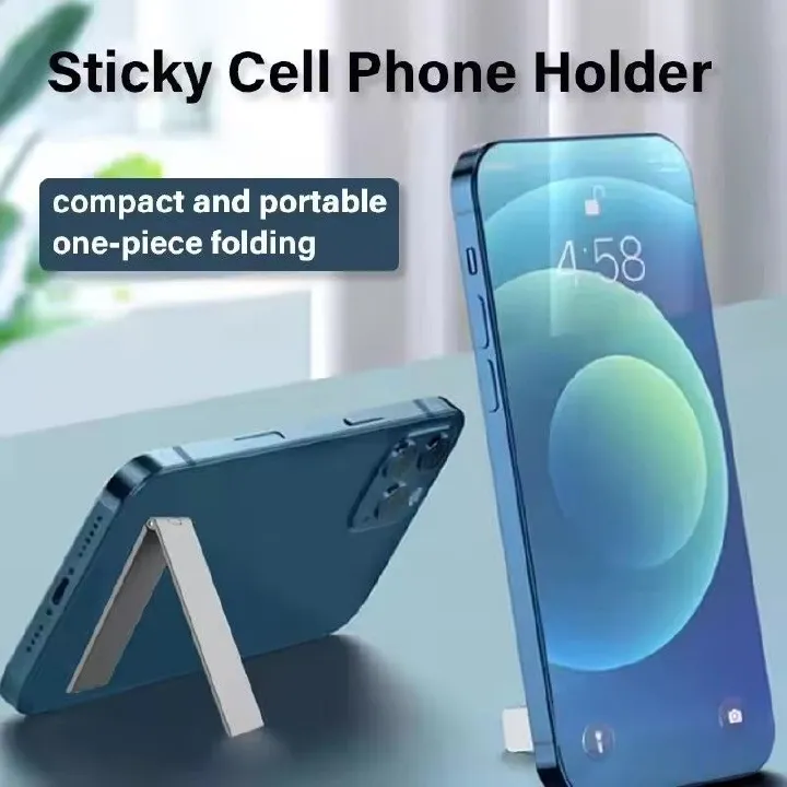 1PC Ultra-Thin Metal Folding Phone Holder Alloy Invisible Back Stick Phone Desktop Holder Portable Mobile Support Phone Stand