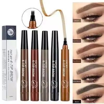 4 Point Eyebrow Pencil Black Brown Waterproof Microblading Liquid Eyebrow Pen Makeup Long Lasting Cosmetic 4 Points Eye Brow Pen B2-1003 view 6