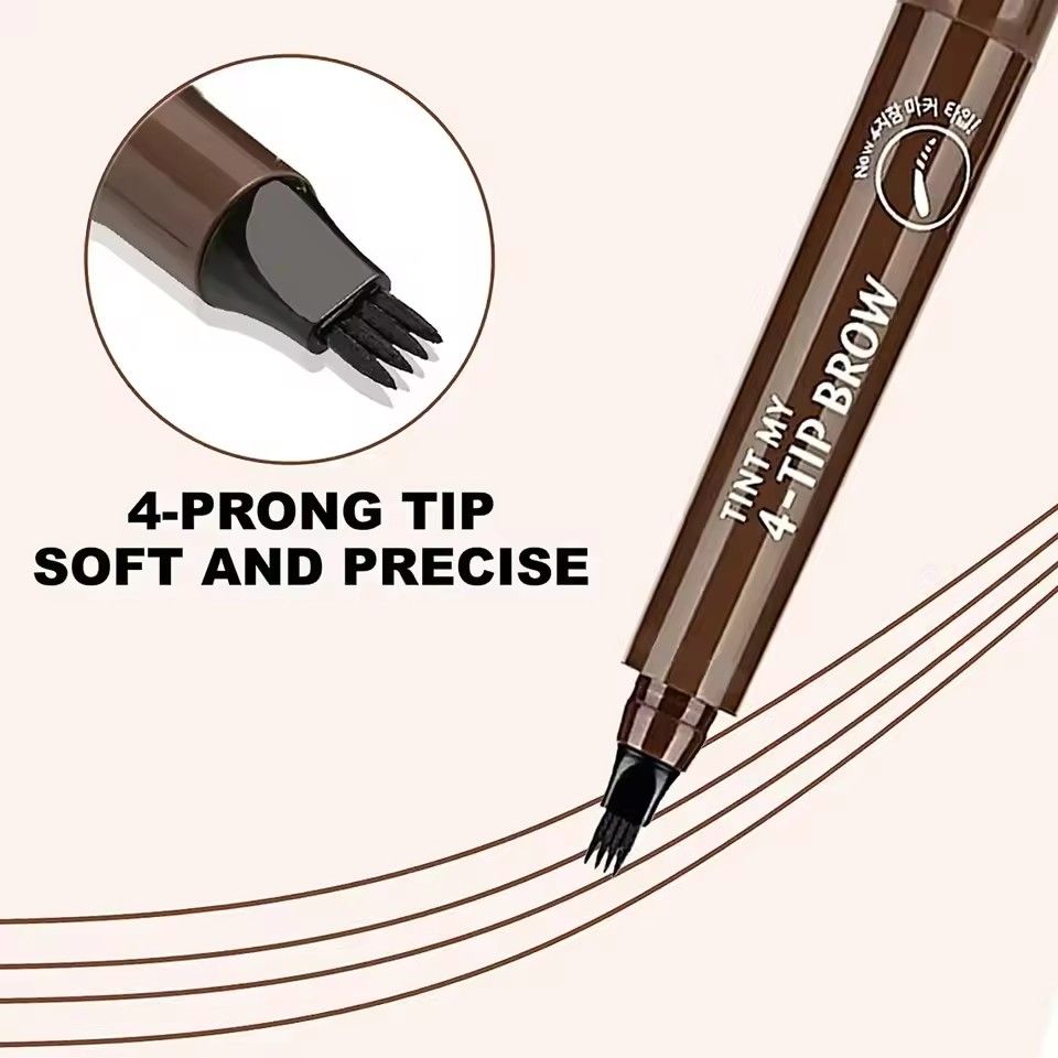 4 Point Eyebrow Pencil Black Brown Waterproof Microblading Liquid Eyebrow Pen Makeup Long Lasting Cosmetic 4 Points Eye Brow Pen B2-1003 view 3