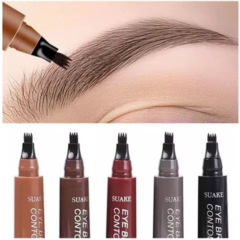 4 Point Eyebrow Pencil Black Brown Waterproof Microblading Liquid Eyebrow Pen Makeup Long Lasting Cosmetic 4 Points Eye Brow Pen B2-1003 view 2