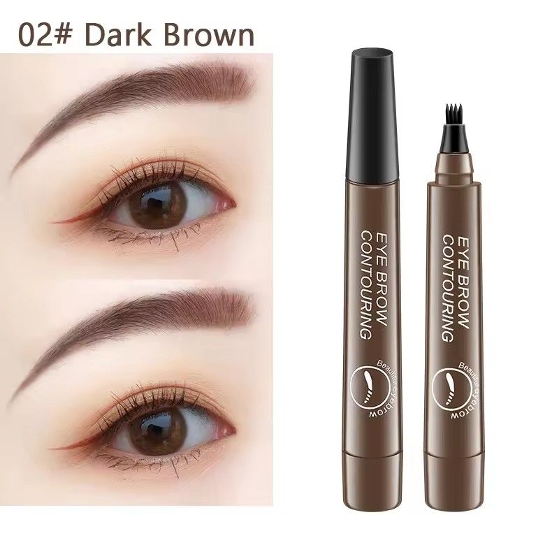 4 Point Eyebrow Pencil Black Brown Waterproof Microblading Liquid Eyebrow Pen Makeup Long Lasting Cosmetic 4 Points Eye Brow Pen B2-1003 view 4