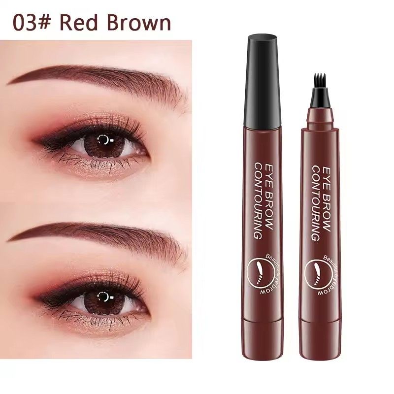 4 Point Eyebrow Pencil Black Brown Waterproof Microblading Liquid Eyebrow Pen Makeup Long Lasting Cosmetic 4 Points Eye Brow Pen B2-1003 view 5