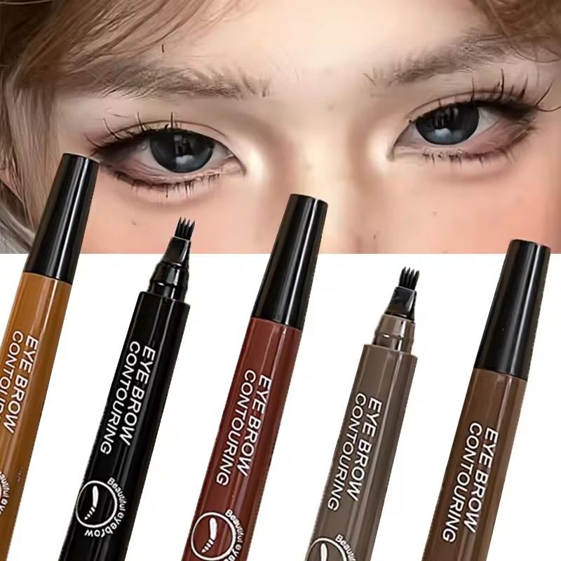 4 Point Eyebrow Pencil Black Brown Waterproof Microblading Liquid Eyebrow Pen Makeup Long Lasting Cosmetic 4 Points Eye Brow Pen B2-1003 view 7
