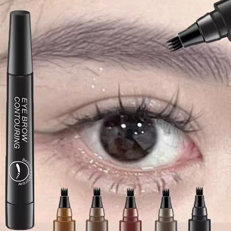 4 Point Eyebrow Pencil Black Brown Waterproof Microblading Liquid Eyebrow Pen Makeup Long Lasting Cosmetic 4 Points Eye Brow Pen B2-1003 view 10