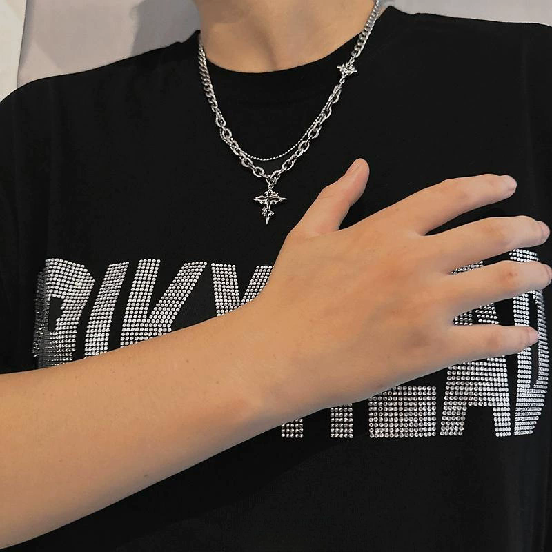 1pc Cross men's necklace, trendy brand, versatile collarbone chain, men's fashion, hip-hop, high-end accessories A-2069
