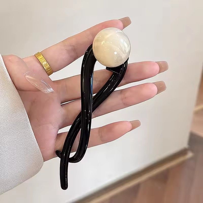 1PC New Twist Hair Clip Plastic Acrylic Bead Imitation Pearl Hairpin Twisted Design Women Hair Accessories