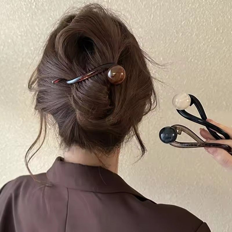 1PC New Twist Hair Clip Plastic Acrylic Bead Imitation Pearl Hairpin Twisted Design Women Hair Accessories