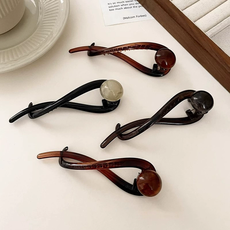 1PC New Twist Hair Clip Plastic Acrylic Bead Imitation Pearl Hairpin Twisted Design Women Hair Accessories