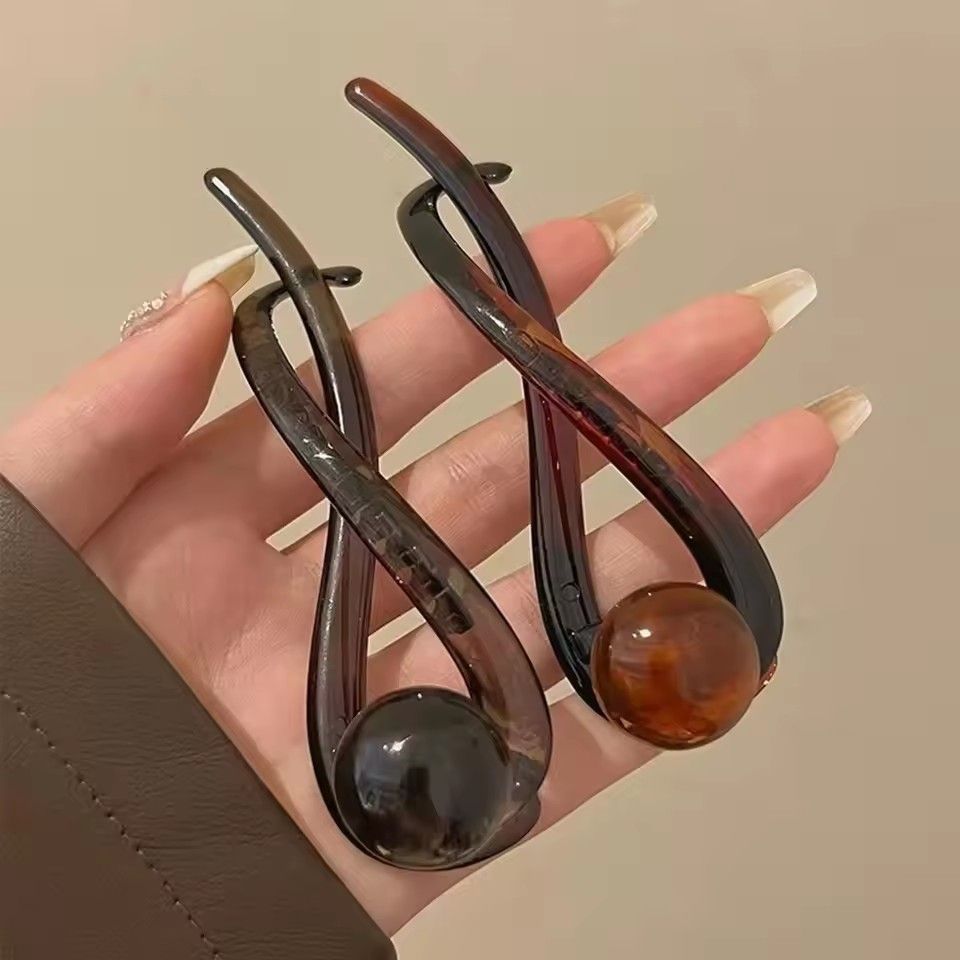 1PC New Twist Hair Clip Plastic Acrylic Bead Imitation Pearl Hairpin Twisted Design Women Hair Accessories