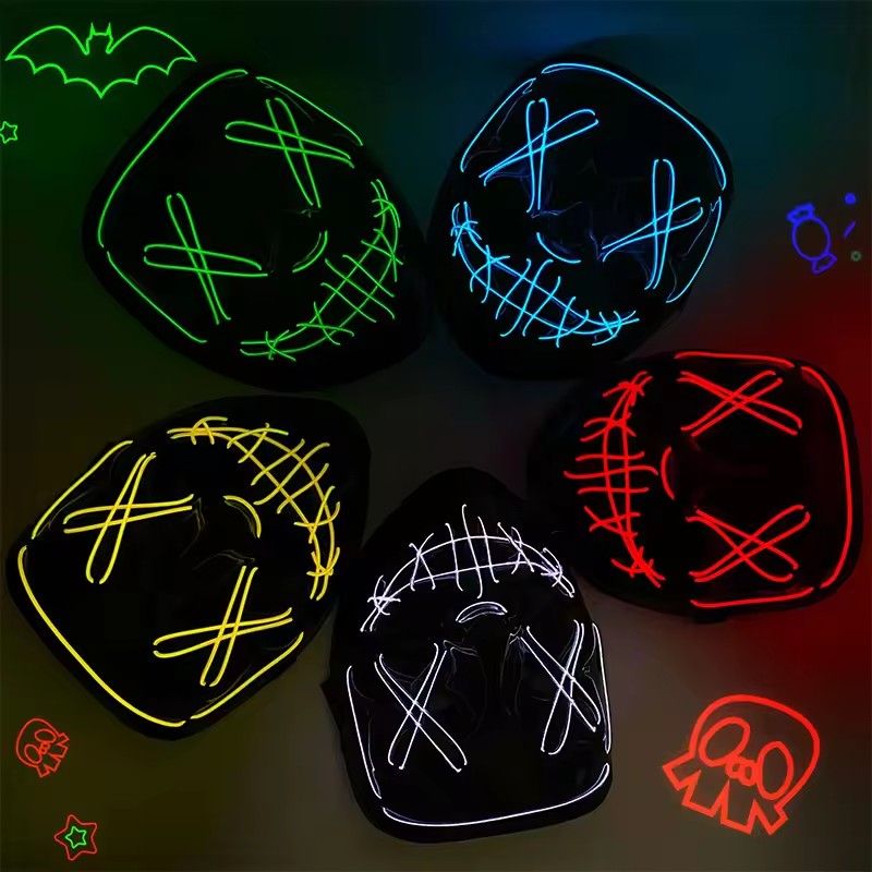 Led Light Emitting Masks Holiday Spooky Dress Up Props Halloween Play Role Masks Masquerade Masks