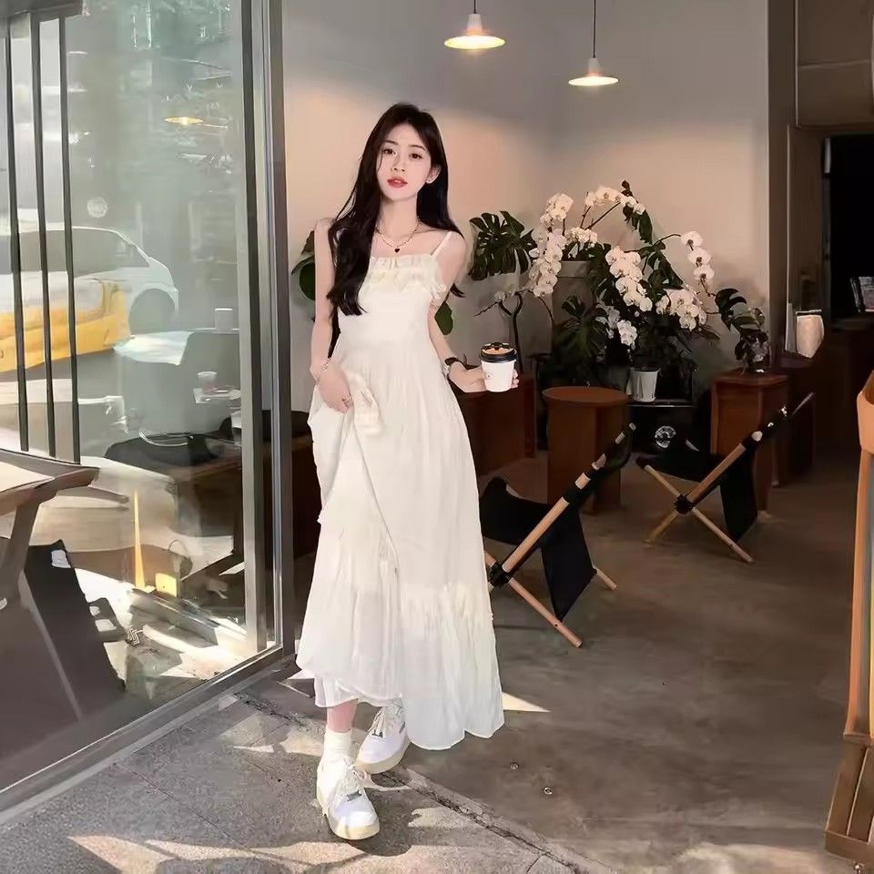 1PC Women's Sweet Waist Line Design Sexy Fairy Long Skirt Wooden Edge Strapless Dress Sleeveless