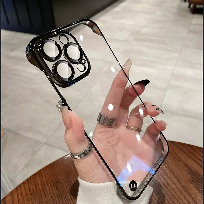 1PC Luxury Plating Ultra Thin Clear iPhone Case For iPhone  Hard Shockproof Transparent Hard Cover