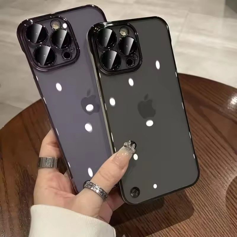 1PC Luxury Plating Ultra Thin Clear iPhone Case For iPhone  Hard Shockproof Transparent Hard Cover