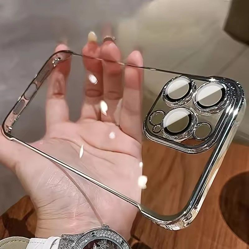 1PC Luxury Plating Ultra Thin Clear iPhone Case For iPhone  Hard Shockproof Transparent Hard Cover