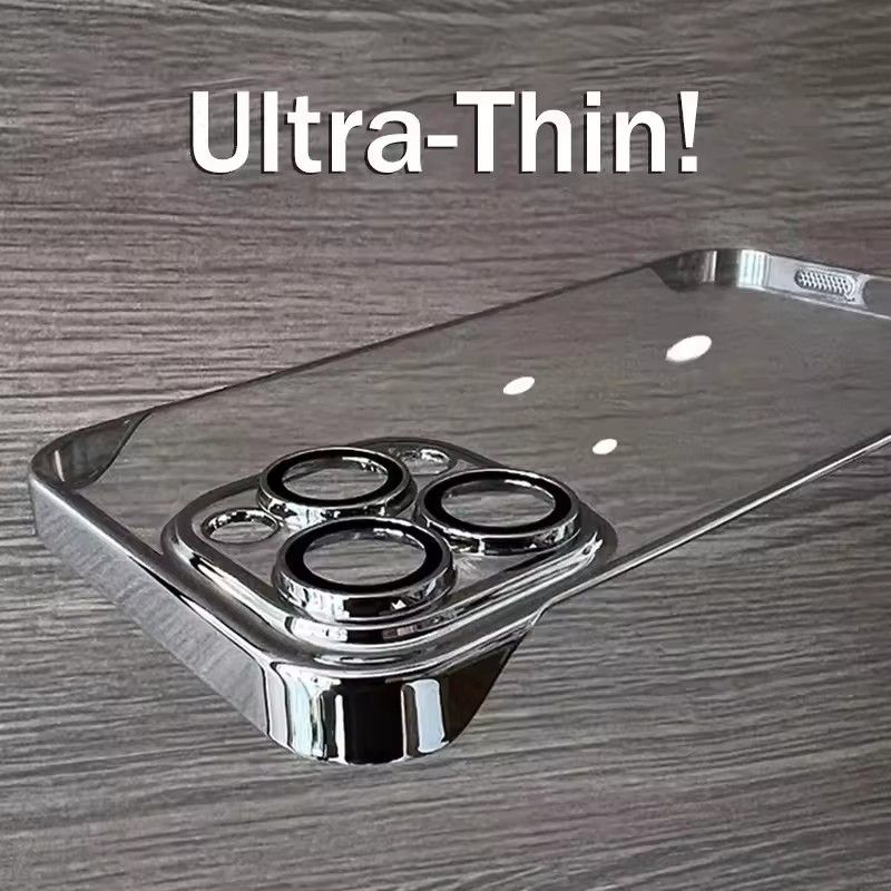 1PC Luxury Plating Ultra Thin Clear iPhone Case For iPhone  Hard Shockproof Transparent Hard Cover