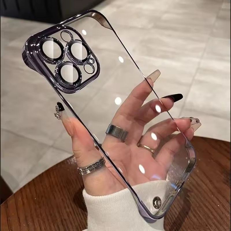 1PC Luxury Plating Ultra Thin Clear iPhone Case For iPhone  Hard Shockproof Transparent Hard Cover