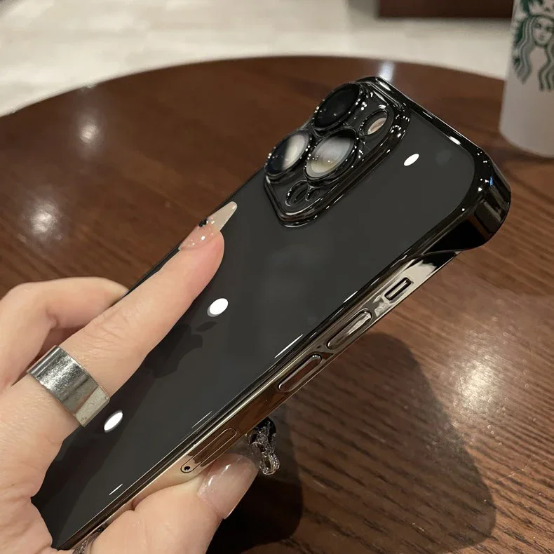 1PC Luxury Plating Ultra Thin Clear iPhone Case For iPhone  Hard Shockproof Transparent Hard Cover