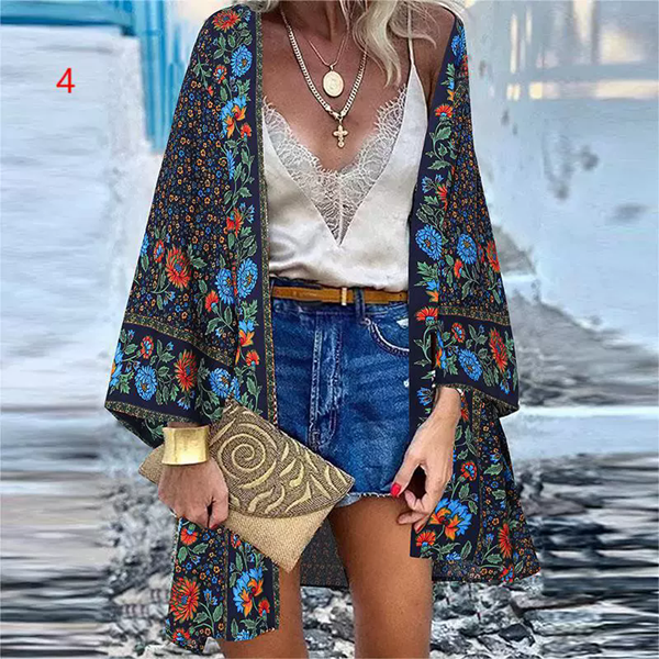1PC Printed top with open needle bat sleeves, holiday style shirt, women's T-shirt, cotton vacation women's lining