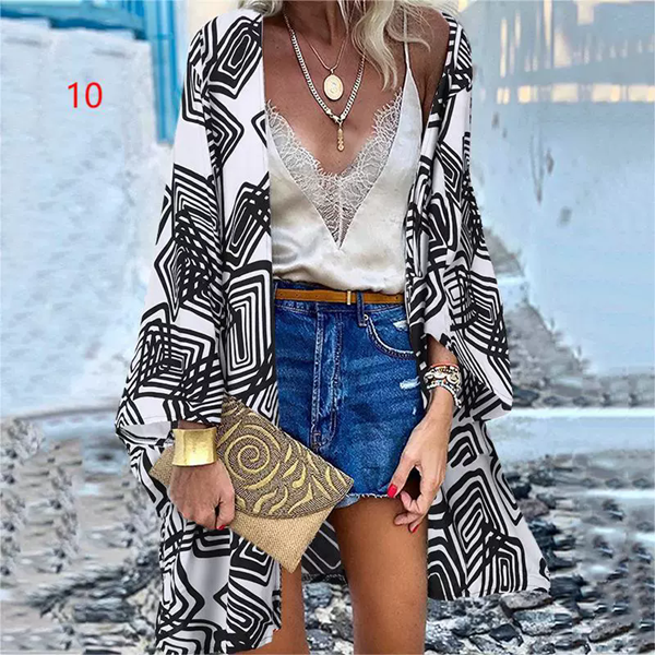1PC Printed top with open needle bat sleeves, holiday style shirt, women's T-shirt, cotton vacation women's lining