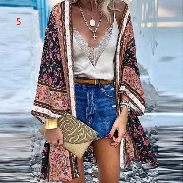 1PC Printed top with open needle bat sleeves, holiday style shirt, women's T-shirt, cotton vacation women's lining