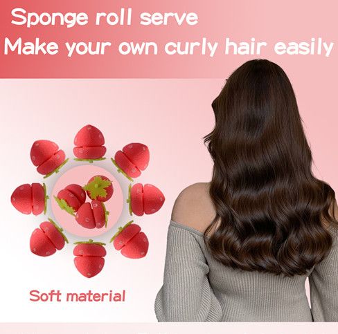 6PCS Lazy Hair Curler Sponge Ball Sleeping No Damage Soft Curling Tool Strawberry Style