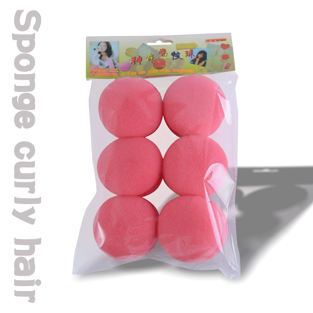 6PCS Lazy Hair Curler Sponge Ball Sleeping No Damage Soft Curling Tool Strawberry Style
