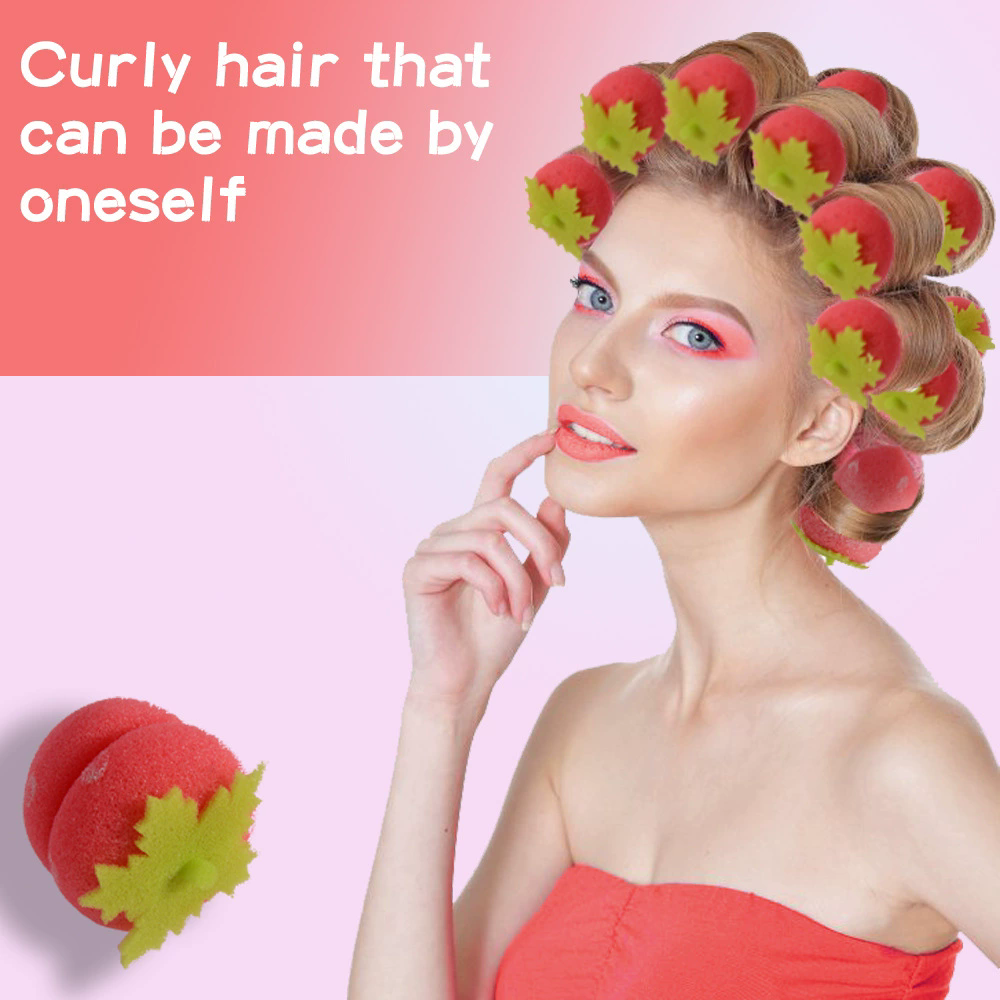 6PCS Lazy Hair Curler Sponge Ball Sleeping No Damage Soft Curling Tool Strawberry Style
