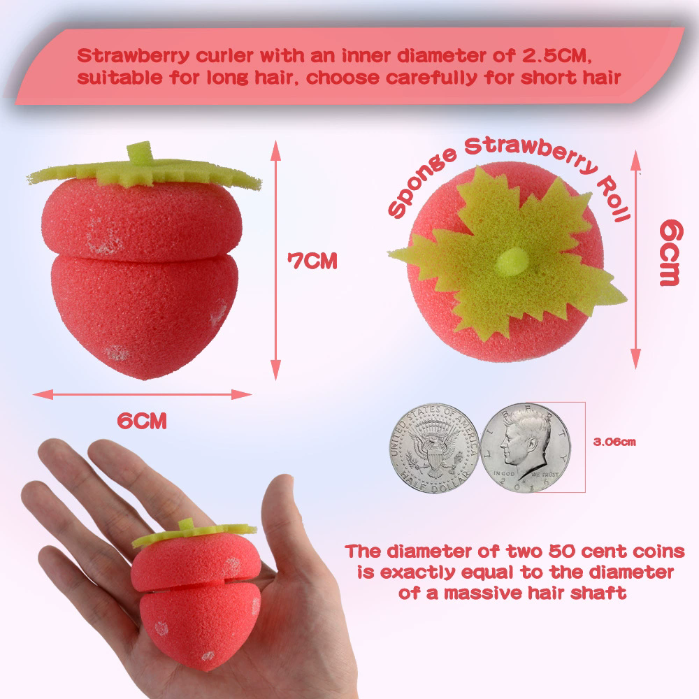 6PCS Lazy Hair Curler Sponge Ball Sleeping No Damage Soft Curling Tool Strawberry Style