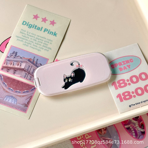 1PC cartoon portable makeup mirror holder, adhesive horizontal and vertical dual-use desktop support, portable flip cover