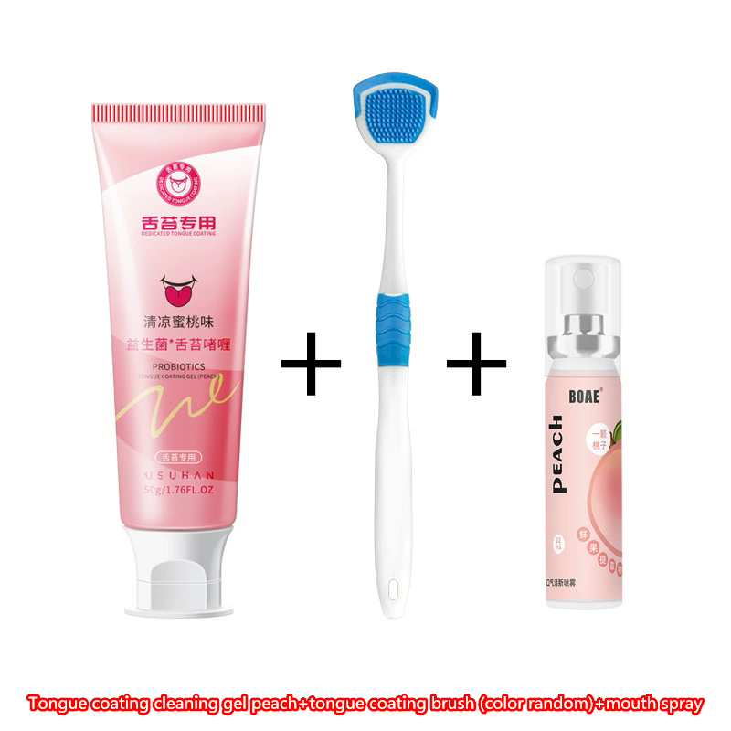 3pcs Tongue Scraper and Coating Cleaning Gel Fresh Remove Oral Odor To Cleaner for Bad Breath Clean B2-1016