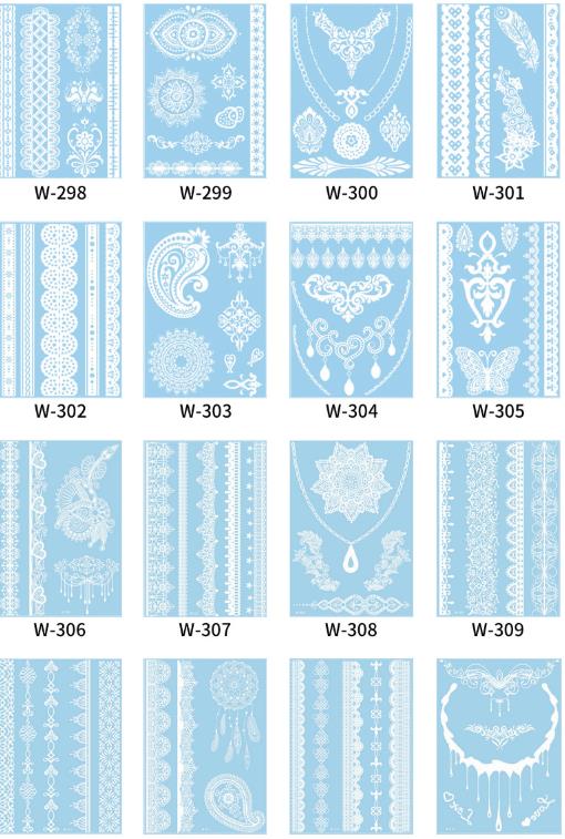 1PC European and American white lace tattoo sticker waterproof 3D Indian Hannah tattoo sticker