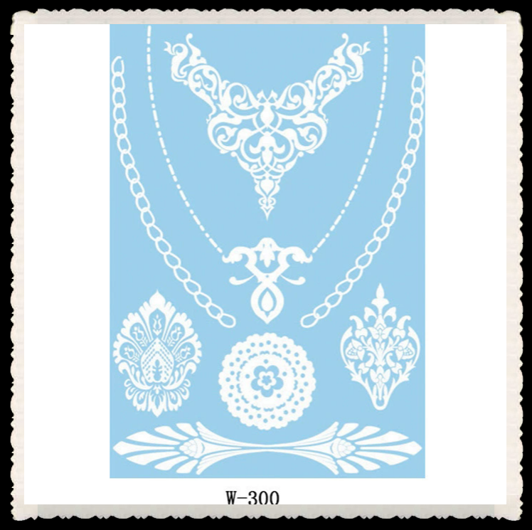 1PC European and American white lace tattoo sticker waterproof 3D Indian Hannah tattoo sticker