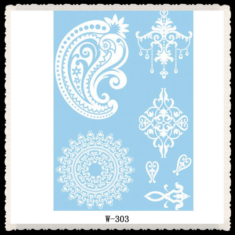1PC European and American white lace tattoo sticker waterproof 3D Indian Hannah tattoo sticker