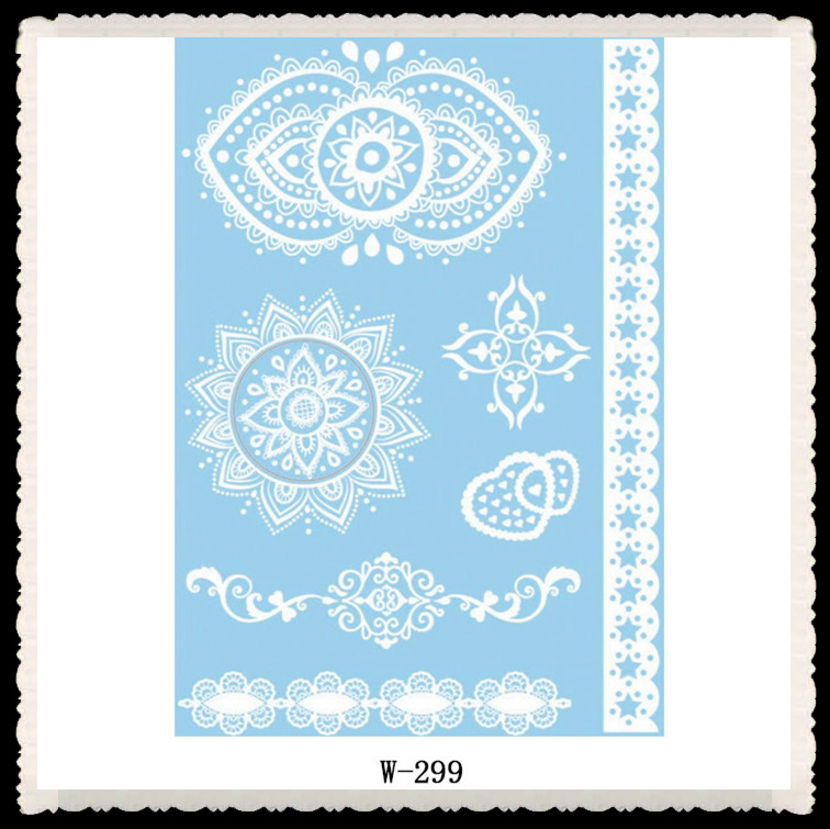 1PC European and American white lace tattoo sticker waterproof 3D Indian Hannah tattoo sticker