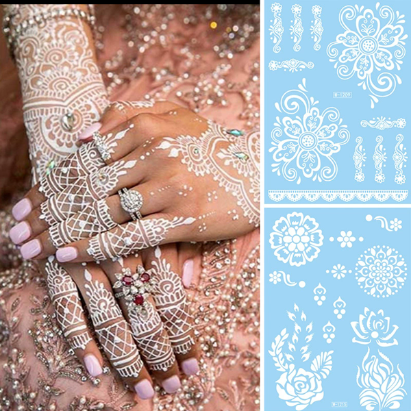 1PC European and American white lace tattoo sticker waterproof 3D Indian Hannah tattoo sticker