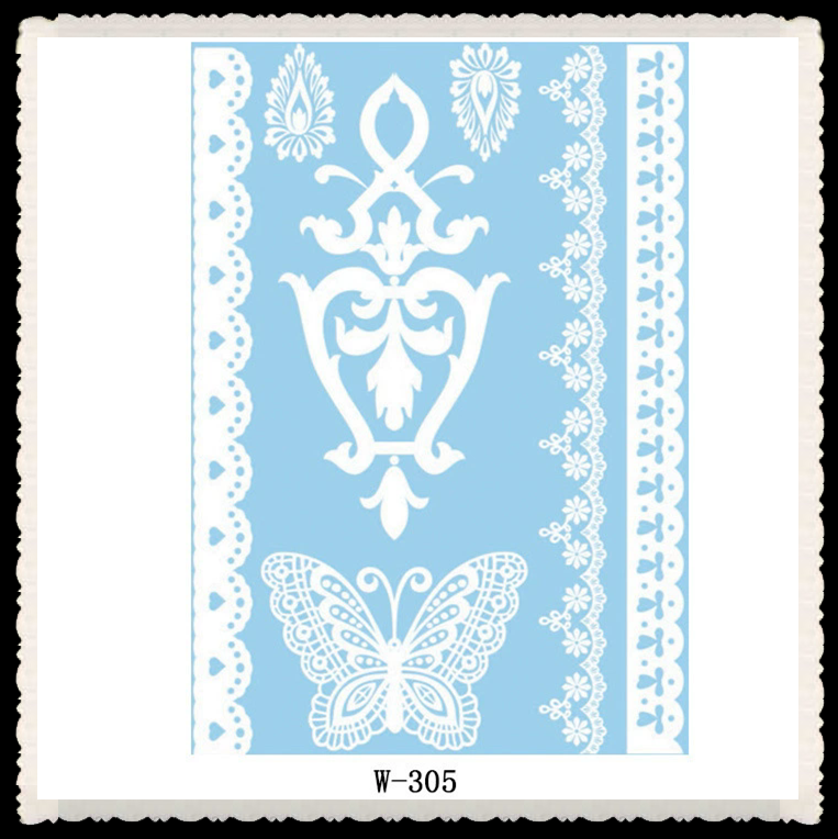 1PC European and American white lace tattoo sticker waterproof 3D Indian Hannah tattoo sticker