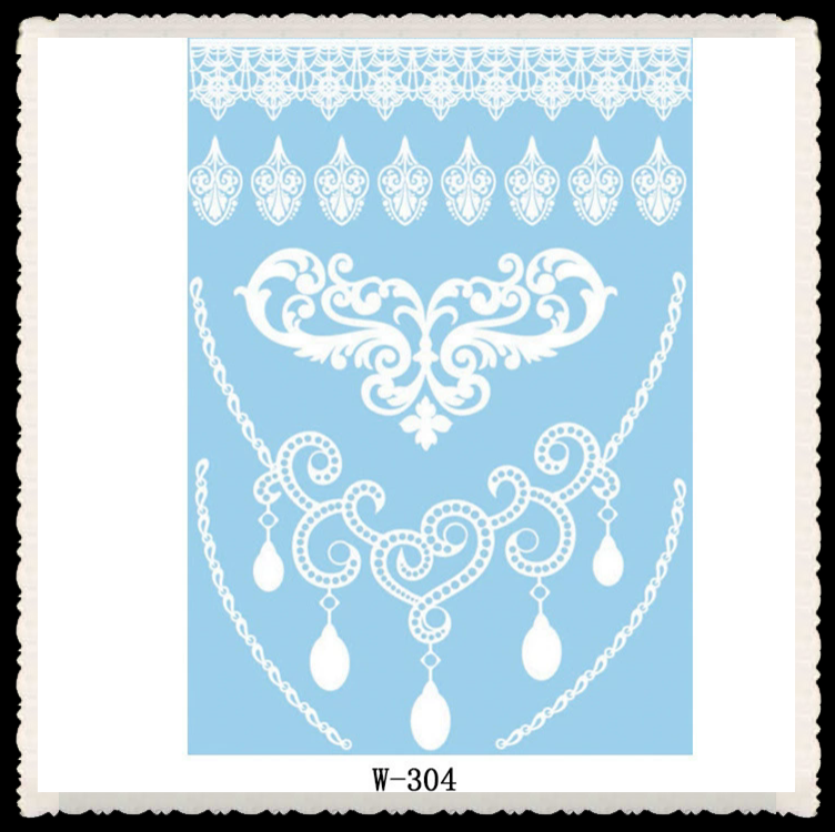 1PC European and American white lace tattoo sticker waterproof 3D Indian Hannah tattoo sticker