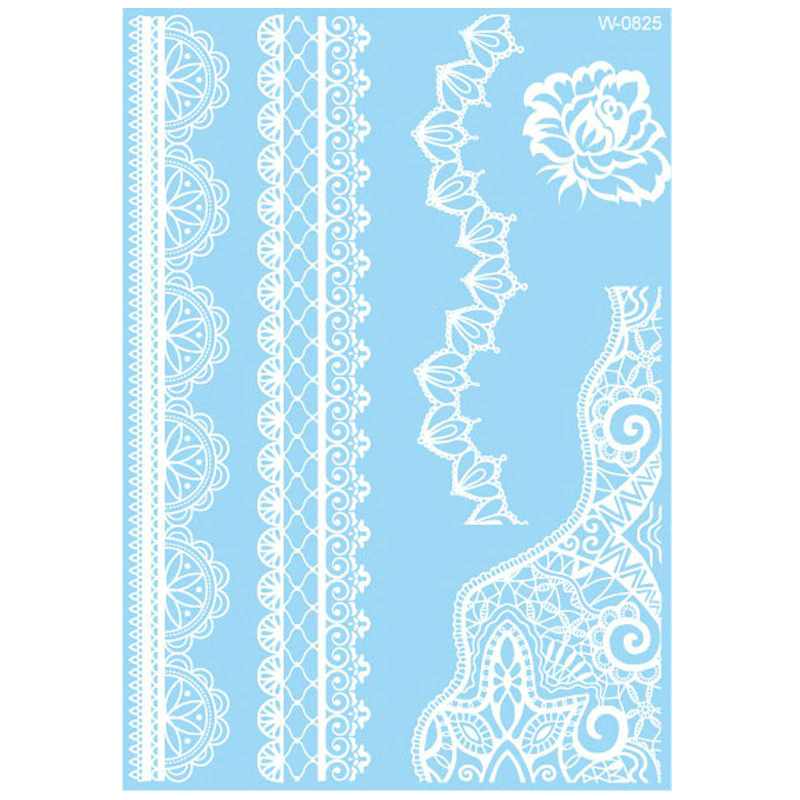 1PC European and American white lace tattoo sticker waterproof 3D Indian Hannah tattoo sticker