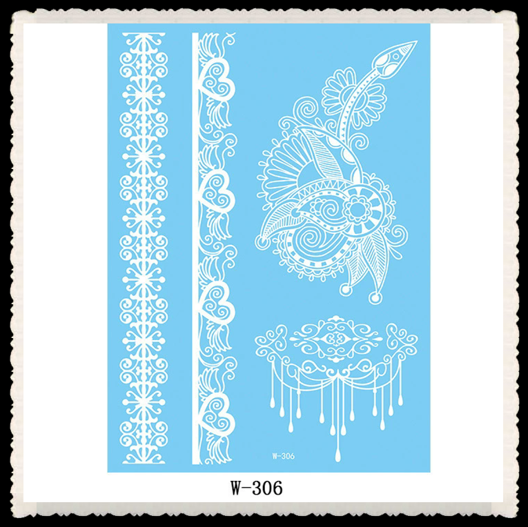 1PC European and American white lace tattoo sticker waterproof 3D Indian Hannah tattoo sticker