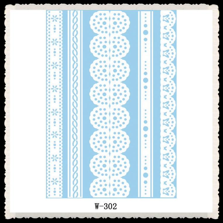 1PC European and American white lace tattoo sticker waterproof 3D Indian Hannah tattoo sticker