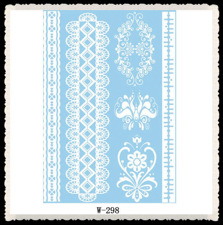1PC European and American white lace tattoo sticker waterproof 3D Indian Hannah tattoo sticker