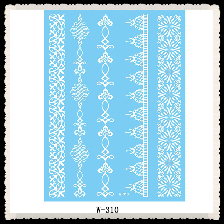 1PC European and American white lace tattoo sticker waterproof 3D Indian Hannah tattoo sticker