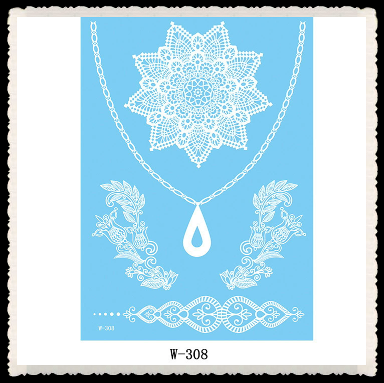 1PC European and American white lace tattoo sticker waterproof 3D Indian Hannah tattoo sticker