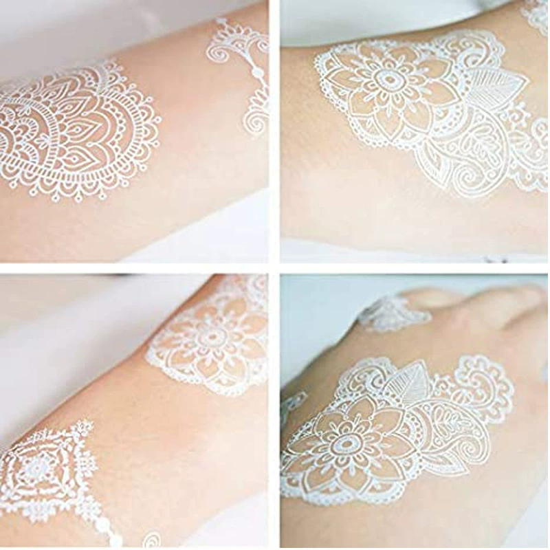 1PC European and American white lace tattoo sticker waterproof 3D Indian Hannah tattoo sticker