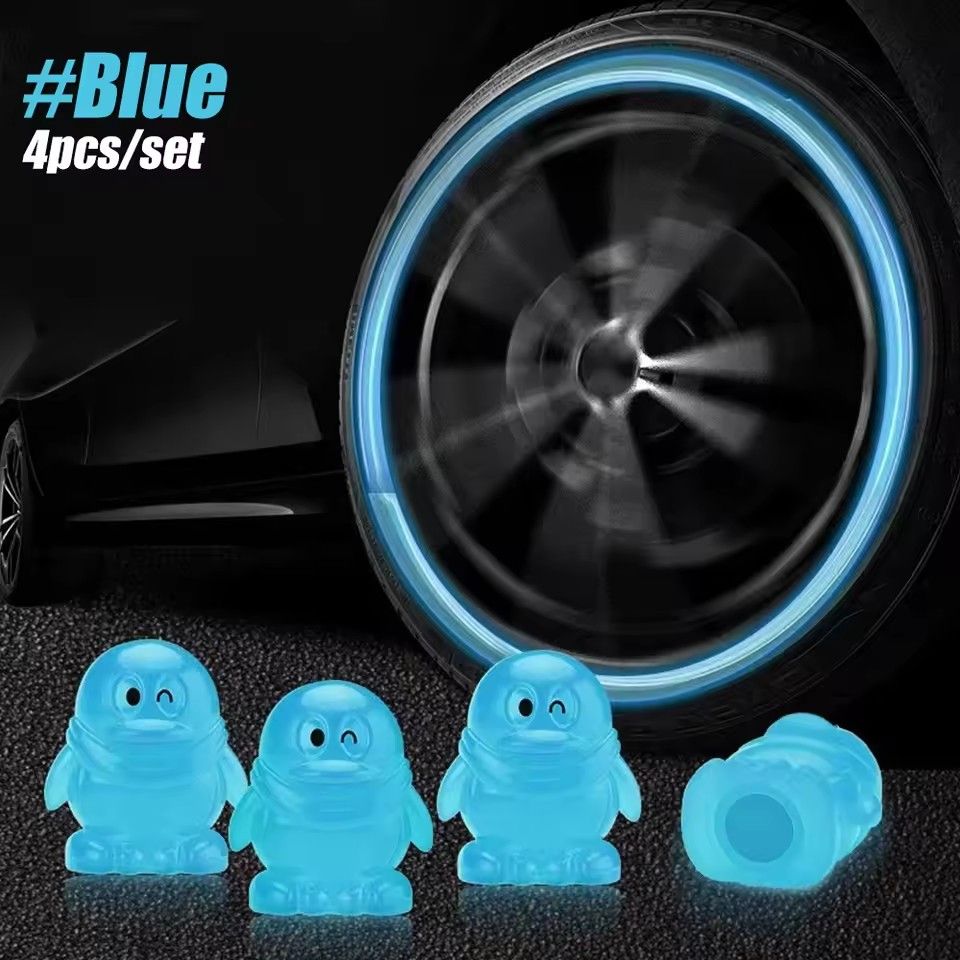 4Pcs Fluorescent Car Tire Valve Caps , Tire Valve Accessories, Luminous Tire Valve Cover, Suitable for Car Truck Motorcycle Bike