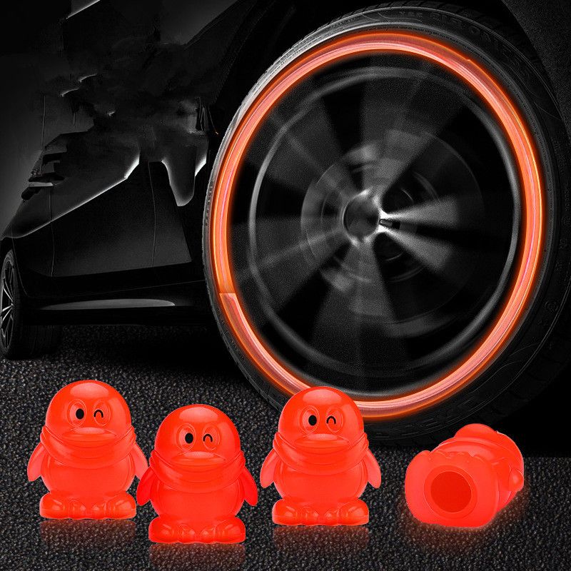 4Pcs Fluorescent Car Tire Valve Caps , Tire Valve Accessories, Luminous Tire Valve Cover, Suitable for Car Truck Motorcycle Bike