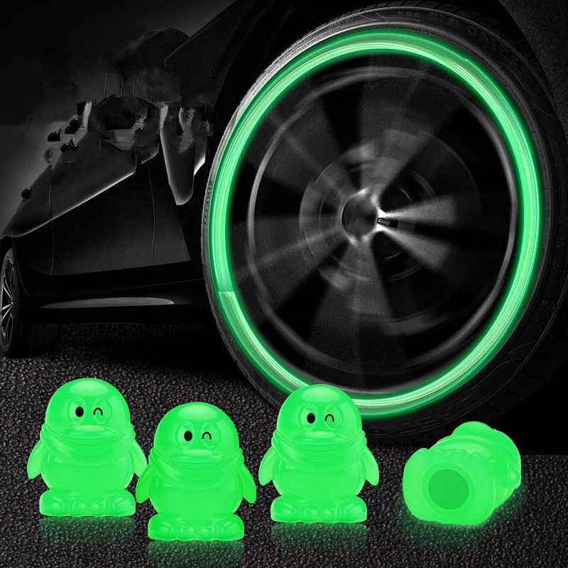 4Pcs Fluorescent Car Tire Valve Caps , Tire Valve Accessories, Luminous Tire Valve Cover, Suitable for Car Truck Motorcycle Bike